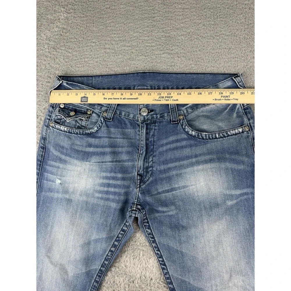 True Religion Ricky Straight Flap Pocket Jeans Mens 40x29 Blue Wash Denim Y2K